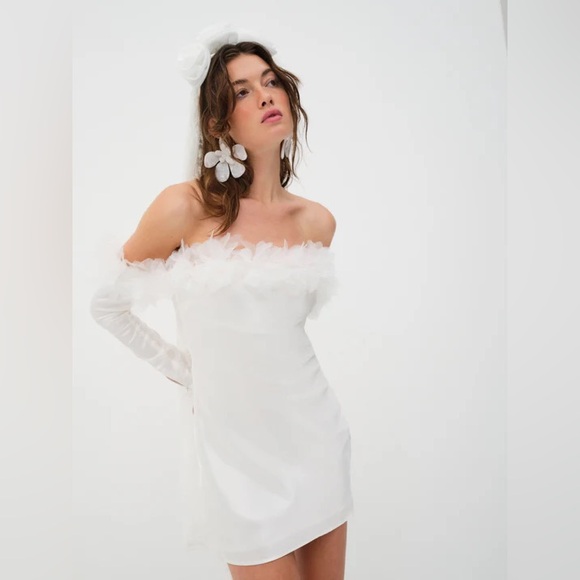 NWT | For Love & Lemons Mila Mini Bridal Dress Small with Removeable Sleeves - Picture 6 of 11